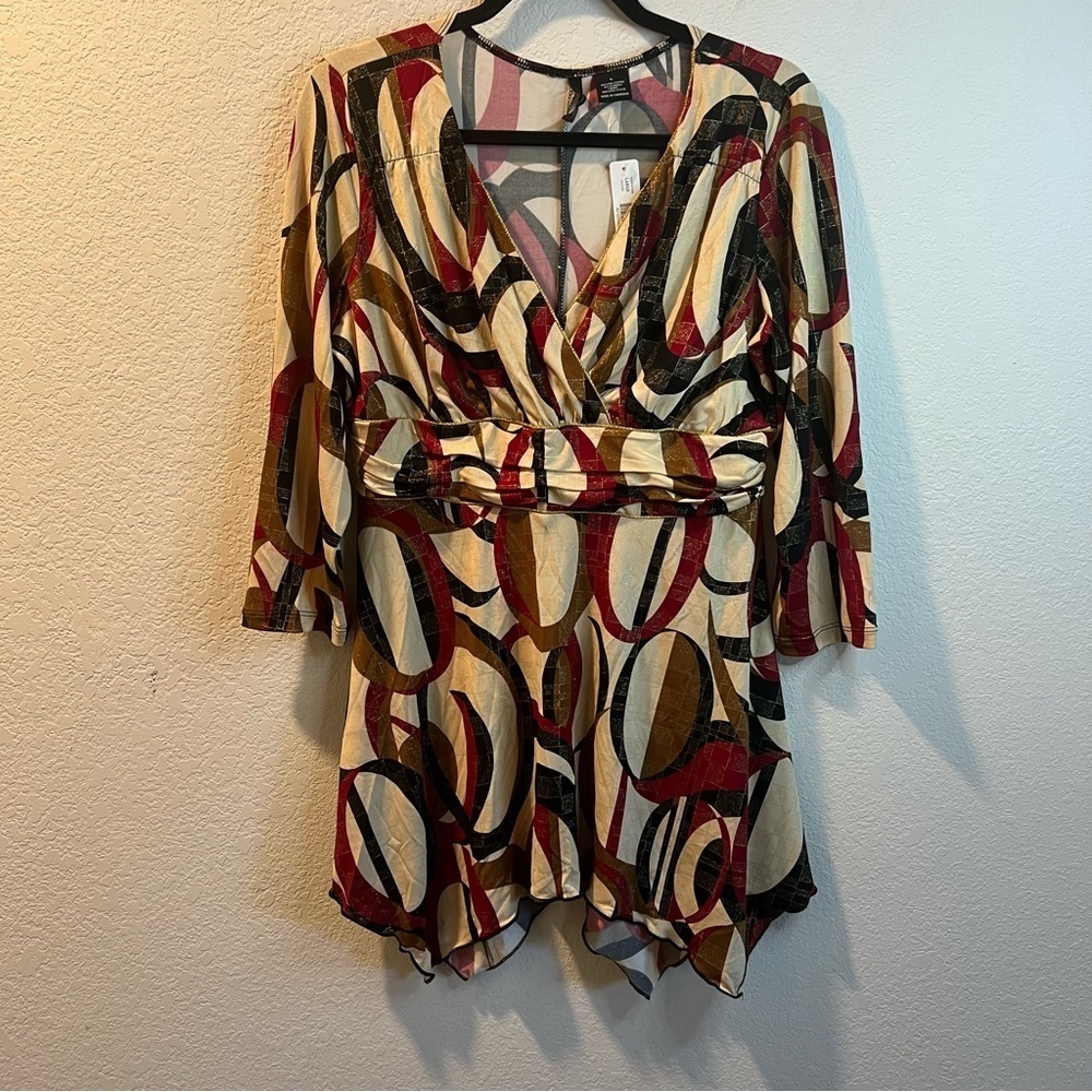 Women’s new New Directions multi colored long sleeve tunic blouse size large L